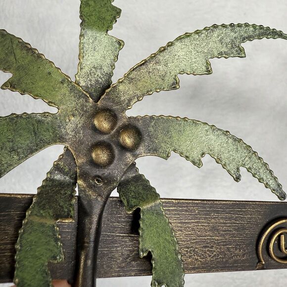 3D Metal Art Tropical Palm Trees Sunset Wall Hanging 3 Hooks 18” Long - Picture 14 of 16